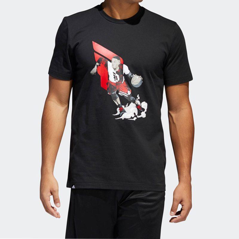 adidas T Shirts Men's Black Crew Neck Moderate Straight Fit DU6294