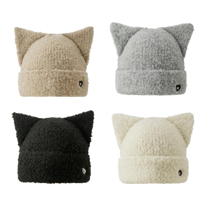 Winter Cute Cat Ear Plush Hat Warm Beanie Winter Pullover Caps for Womens Girls