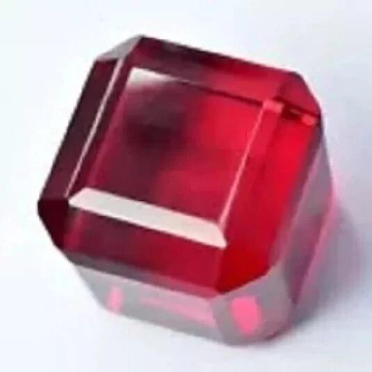 Lab Created Ruby Red Cube Cut 68 Ct+ Extremely Rare Certified Loose Gemstone
