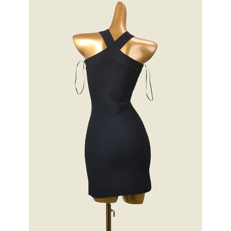 California Fashion Card Cross-Halterneck Bodycon Dress Fashion Wind Sexy Slim Thread Knitting Dress