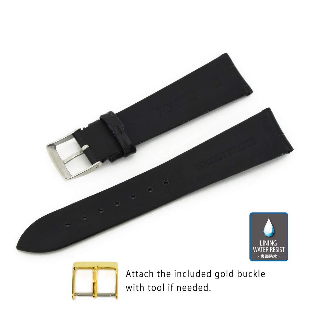 CASSIS MULHOUSE Calfskin Watch Waterproof Includes Replacement Tool Strap, Backside, 20mm, Black, (U0040656019020)