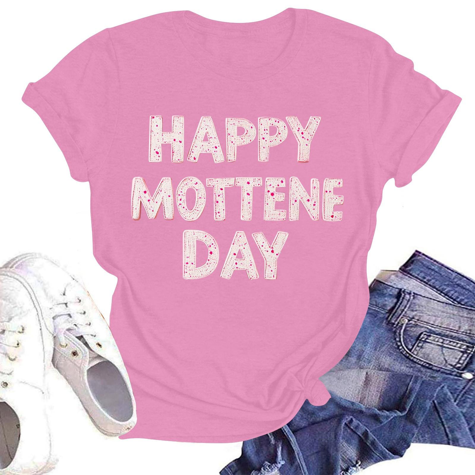 

Женская повседневная модная уличная футболка с коротким рукавом и принтом ко Дню матери M розовый
