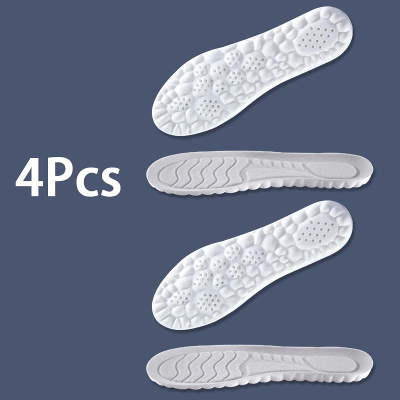 4PCS Soft Breathable Sports Insoles for Men & Women with Arch Support Shock-Absorbing Elastic Sneakersoles for Odor Resistance