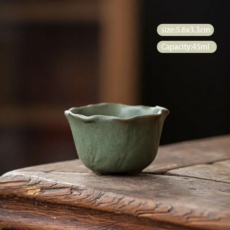 

1 Pc Chinese Tradition Ceramic Teacup Tea Bowl Handmade Pottery Tea Cup Household Tea Set Accessories Meditation Cup Teaware 5.6x3.3cm 45ml