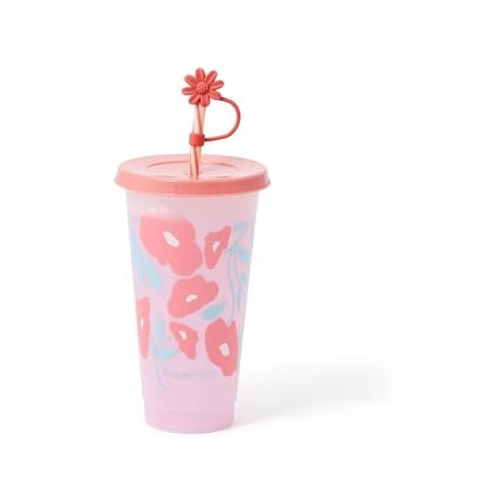 Francfranc Color Change Tumbler Flower 730ml with Straw