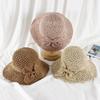 Handmade Women's Straw Panama Hat with Bowknot Detail - Foldable Wide Brim UV-Protected Sun Cap for Summer Beach