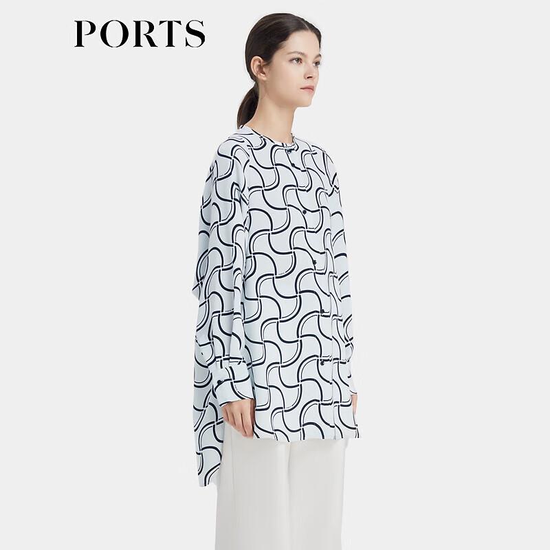 PORTS Women's Phantom Blue Print Silk Shirt