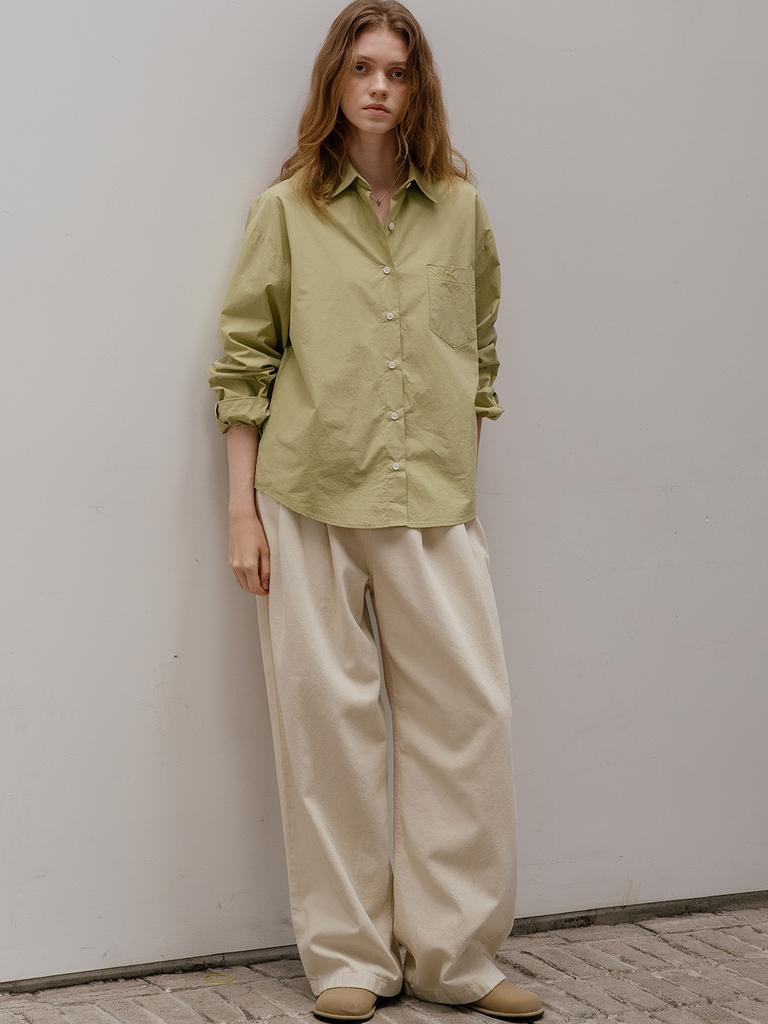 Peulibeo07 Cotton Oversized Shirt [Frfa01Sh09]_Olive