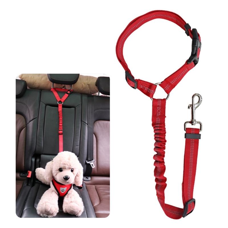 Adjustable Dog Car Safety Harness Elastic Pet Seat Belt Reflective Restraints For Small Medium Puppies Vehicle Travel Security