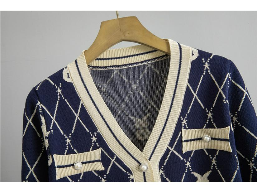 Women's Autumn/Winter Knitted Cardigan & High Waist Wide-Leg Pant Set - Little Fragrance Style Two-Piece Sweater Coat.