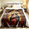 Virgin Mary Theme Custom Blanket Personalized Name & Text Customized Soft Warm Throw Blanket Home Decor
