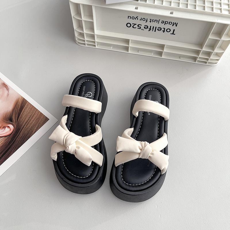 

Модное племя, сандалии на платформе с бантом, женская верхняя одежда 2025 года, новая верхняя одежда с повседневными сандалиями 40
