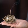 Handcrafted Ceramic Lotus Incense Holder – Vintage Kiln-Glazed Indoor Ornament for Sticks