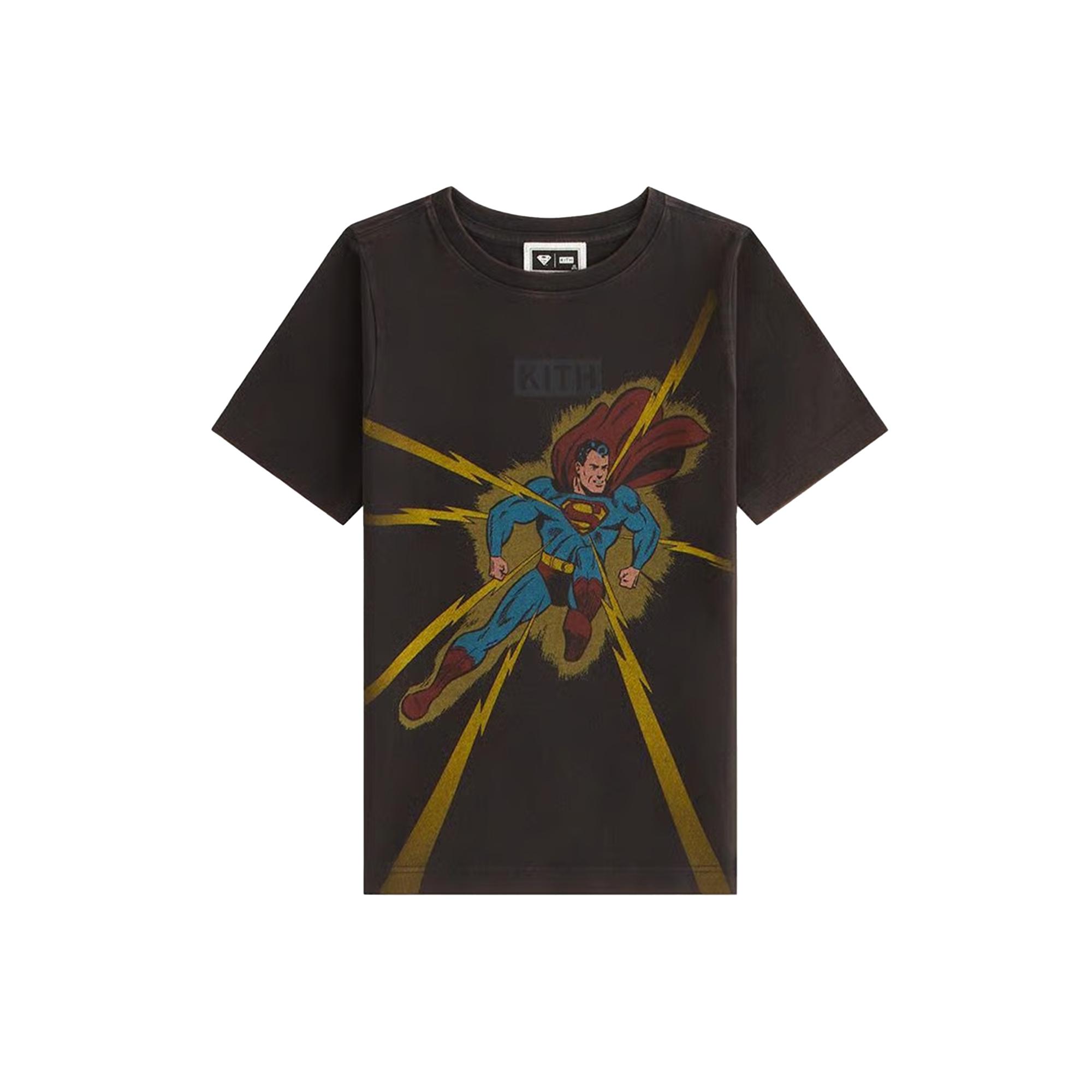 Kith x Superman Lightning Bolt Tee Black Unisex Tops KHM033852-001 XS