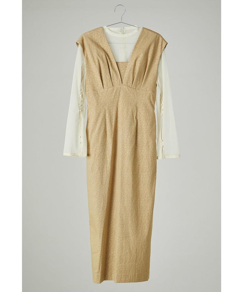 Jacquard Party Wedding Size S [niana] V-line Dress, Dress, Dress, I-line, Yellow,