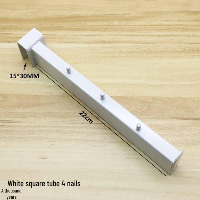 Black & White Clothing Store Stainless Steel Wall-Mounted Display Rack with Side Hooks and Shelving Brackets