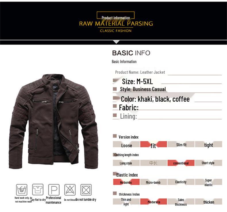 Men's Slim Fit Frosted Leather PU Motorcycle Jacket - Stylish Autumn & Winter Wear