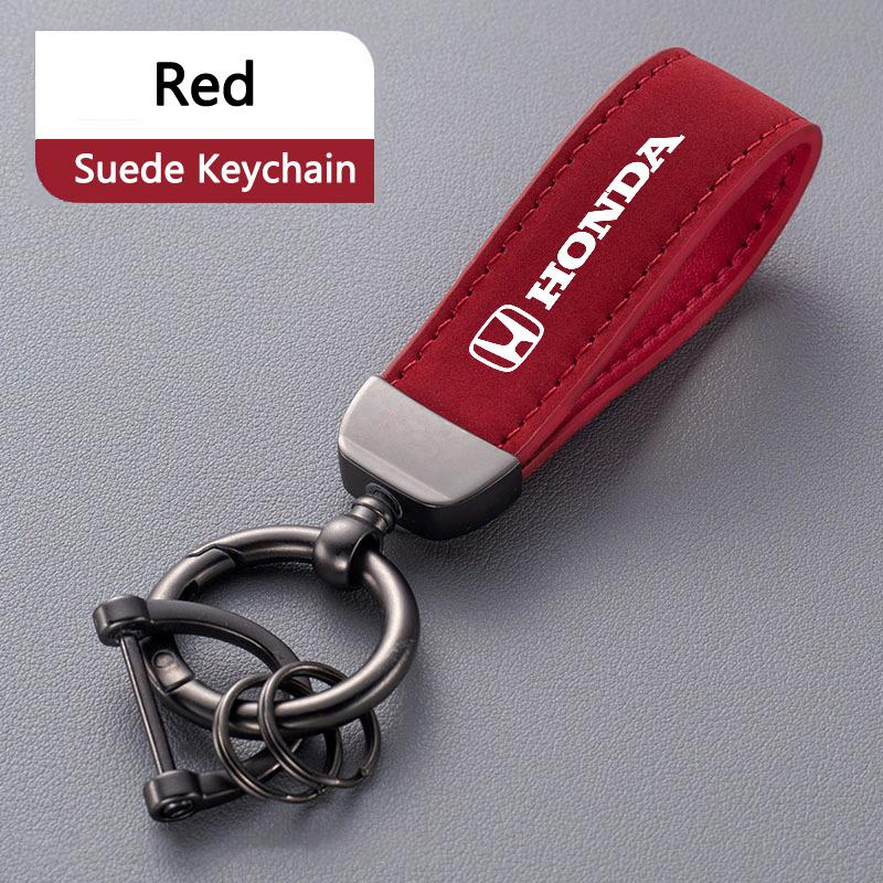 Suede Leather Car Badges Keychain Keyring Key Chain Accessories For Honda Civic FIT Accord Prelude CRV 5th City CRZ CRX Jazz HRV LK6 