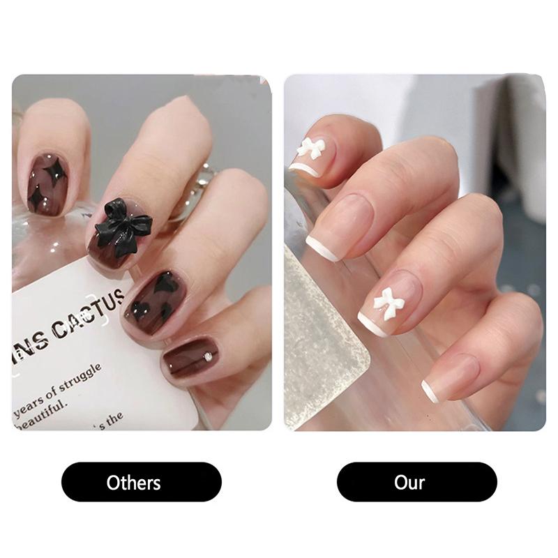 50Pcs Bow Resin Nail Art Decoration 3D Cream Color Bowknot Nail Charm Ornament Jewelry Diy Manicure Classic Accessory