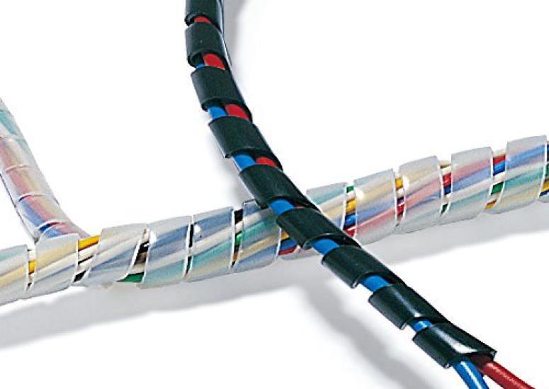 HellermannTyton TS-12-W Spiral Tubing for Binding and Protecting Electrical Wires, Weather-Resistant, Black, 50m