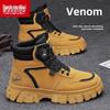 Men's Warrior Martin High-Top Knob Buckle Boots - Autumn/Winter British Style, Kick-Proof, Big Yellow Northwest Work Boots