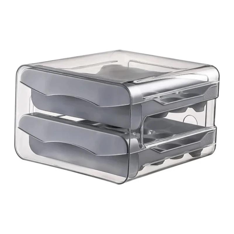 ^Refrigerator Egg Storage Box Drawer-type Storage Double-layer Pull-out Box for Egg Herme Bolsos Large Capacity 32 Compartments