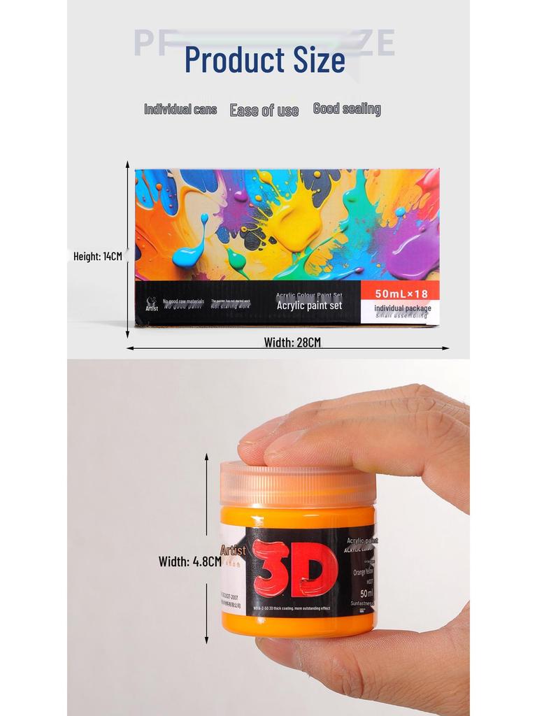 18-Kleuren 50ml Waterdichte Niet-Giftige Acrylverf Set voor Kinderen en Kunststudenten