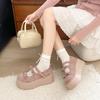 Fashion 2025 New Women Mary Jane Shoes Autumn Round Toe Vintage Bow Knot Platform Shoes Height Increase Comfortable Fashion Single Shoes