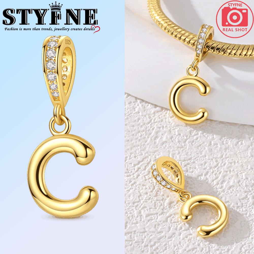 Fit Original Bangle Bracelet Diy A-Z Alphabet Charms Bead Copper Zircon Love Letter Dangle Pendant Jewelry Gift