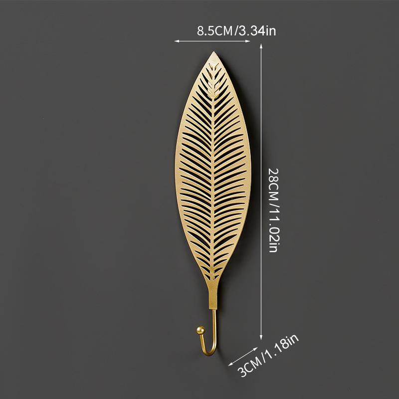 1PC Wall Hook Bag Keys Holder Iron Creative Leave Shape Entrance Single Hook For Clothes Coat Home Decoration