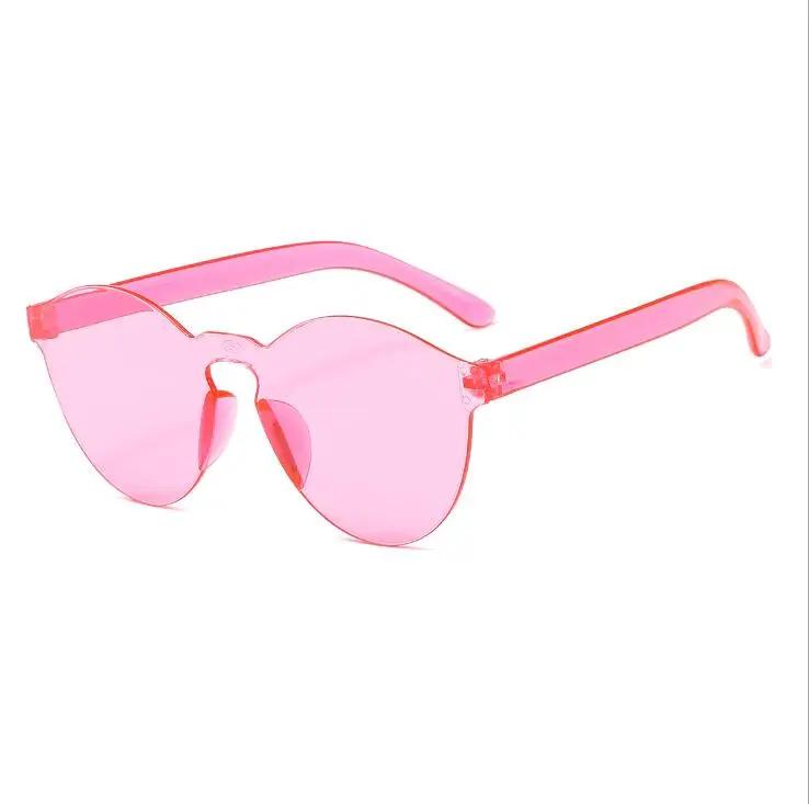New Fashion Rimless Transparent Sunglasses UV400 Oval Frameless Sun Glasses Vintage Red Pink Blue Yellow Orange Eyewear