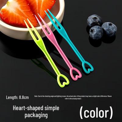 Heart-shaped Individually Wrapped Disposable Plastic Fruit Forks