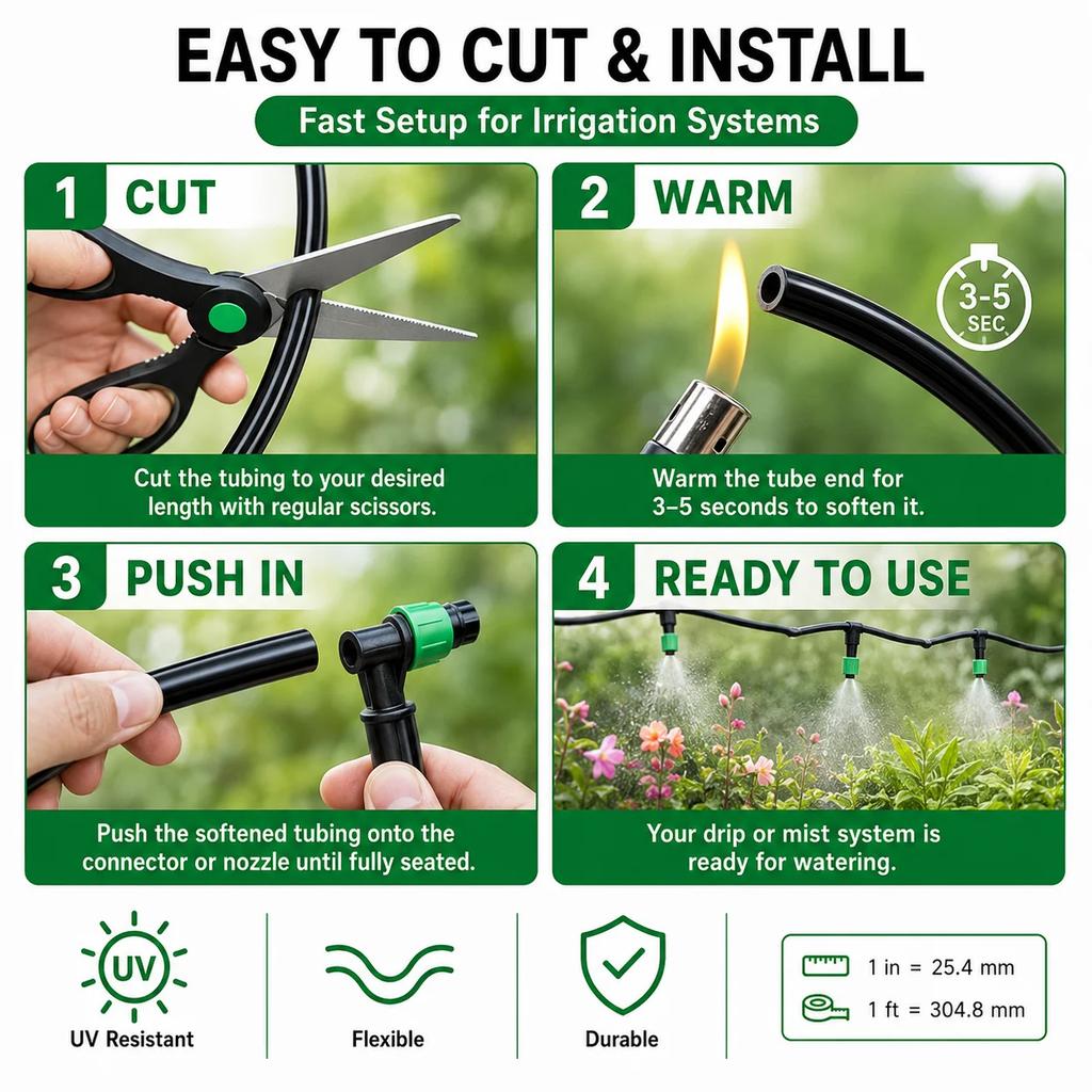 Black PE Drip Irrigation Pipe 10/20/30/50M Garden Watering Hose Micro Tube 3/5 4/7 8/11 9/12mm 1/4'' 3/8'' Sprinkler System
