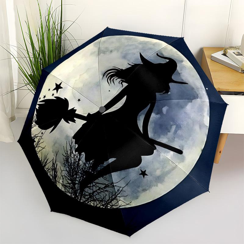 1pc Witch Moon Automatic Open/Close Umbrella, Windproof, Folding Compact Umbrella with Lightweight Design for Women/Men011