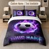 Soccer Theme Custom Text Or Name 3Pcs Bedding Set 1 Flat Sheet & 2 Pillowcases Personalized Home Bedding