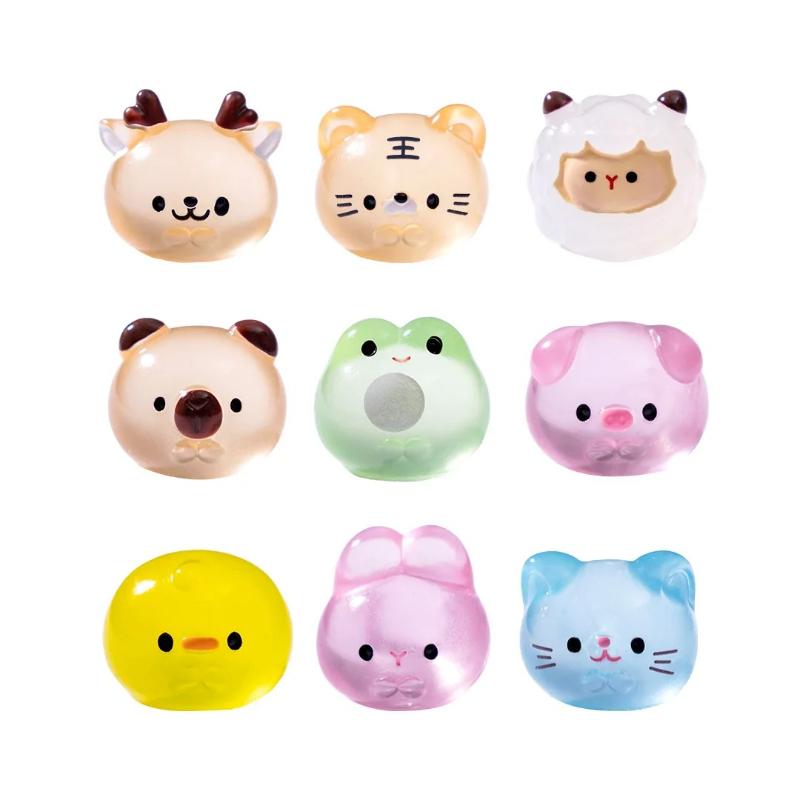 12/24/48pcs Luminous Mini Resin Animal Frog Tiger Figurine Glow in The Dark Miniature Figures Ornament Fairy Garden Accessories