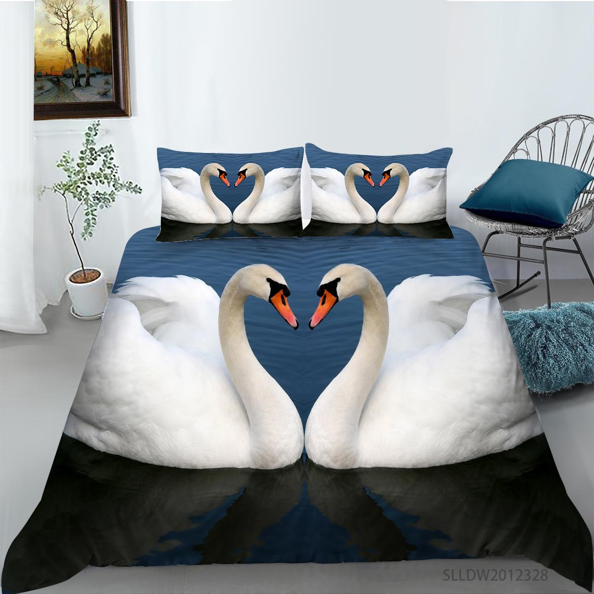 

3D комплект постельного белья с принтом утки-мандаринки, пододеяльник с изображением животных, наволочка, 2 или 3 AU, полноразмерное украшение для дома AU Queen 210x210cm