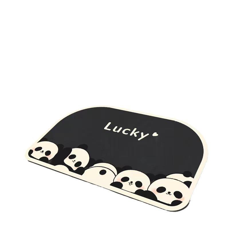 Cartoon Panda Diatomaceous Earth Anti-Slip Bathroom Floor Mat - Absorbent, Wear-Resistant, Household Foot Pad