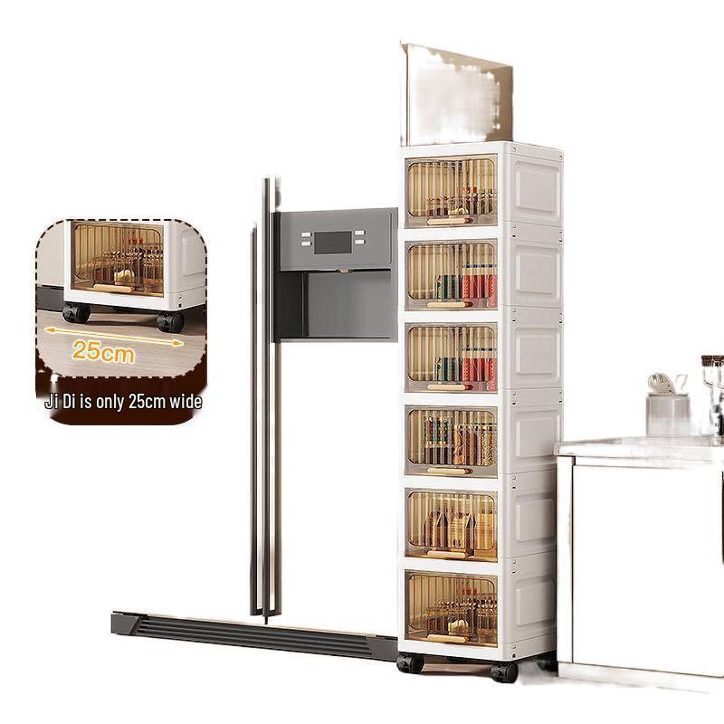 Flip-Up Seam Narrow Storage Cabinet for Kitchen, Bathroom, or Living Room