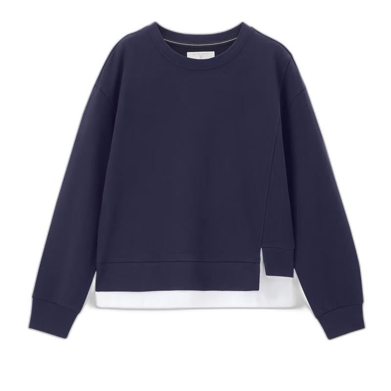 

Женский хлопковый свитшот Giordano с эффектом двухслойности и асимметричным подолом L