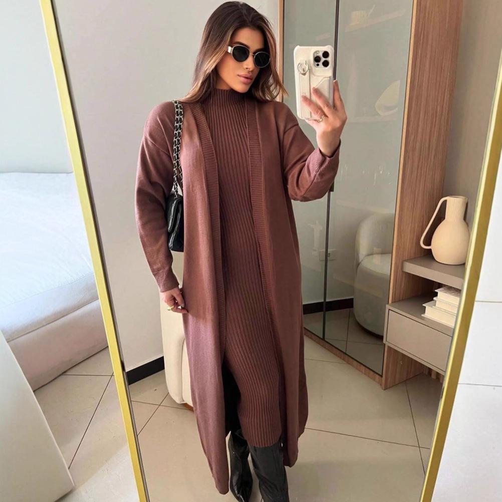 Женское повседневное платье-свитер пальто для похудения, осень/зима 2025 XS