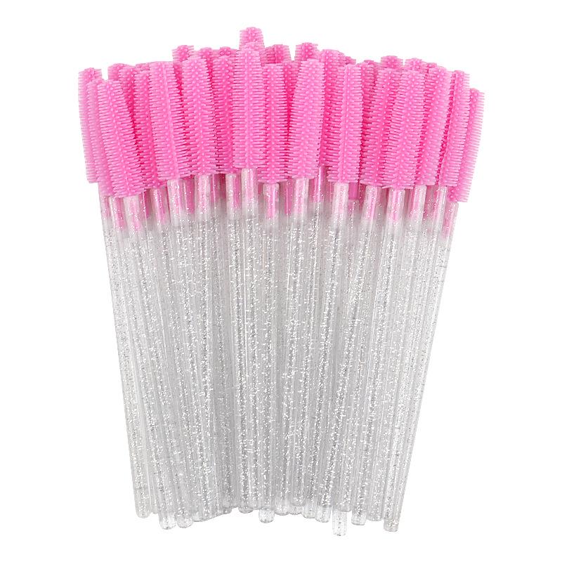50-Pack Disposable Eyelash Crystal Silicone Brush Set