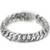 12MM Curb Chain On Hand Jewellery Polished Brushed 316L Stainless Steel Man Bracelet for Men Classic Men's Bracelets Male Strap