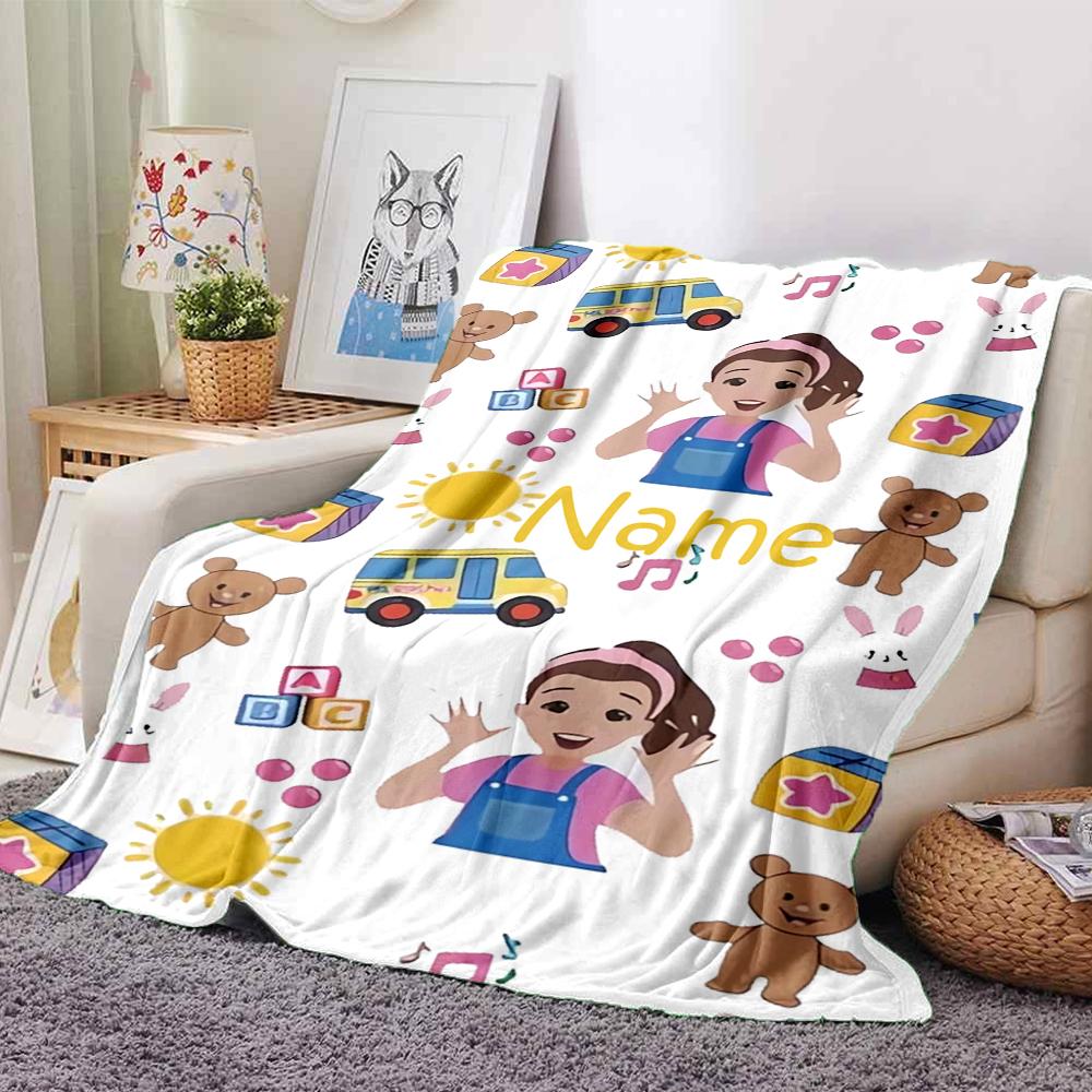 Custom Name Ms. Rachel Theme Printed Blanket - Perfect for Couch, Bed, Travel & Outdoor Use | Machine Washable, Cozy & Durable.