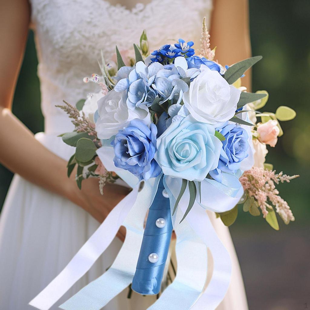 Bridal Bouquet Artificial Rose Flowers Centerpieces Ornament Tossing Bridesmaid Flower for