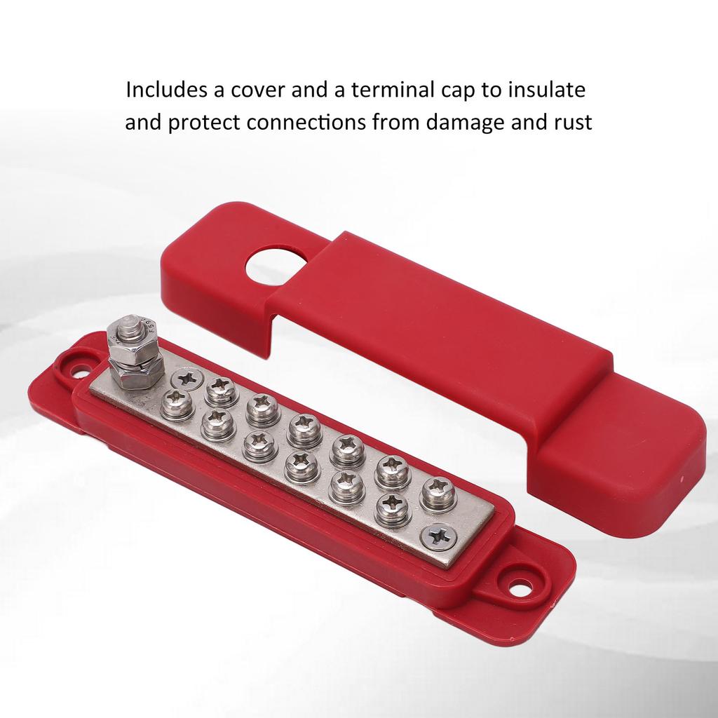 12 Terminal Power Distribution Block with Cover for Car Marine Boat Solar Panels