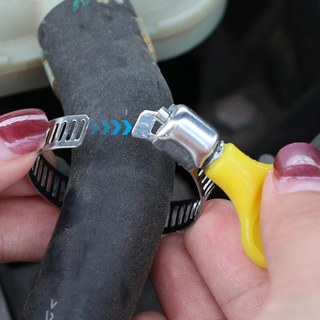 10/50pcs Plastic Handle Hand Hose Clamps Versatile Worm Driving for Tube Adjustable Stainless Steel Butterfly Pipe Clamp Clips