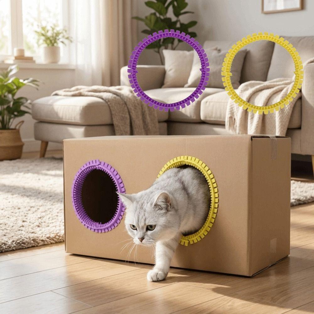 Soft Tooth Cat Self Groomer Hair Reduction Cat DIY Rubbing Ring Grooming Tunnel Cat House