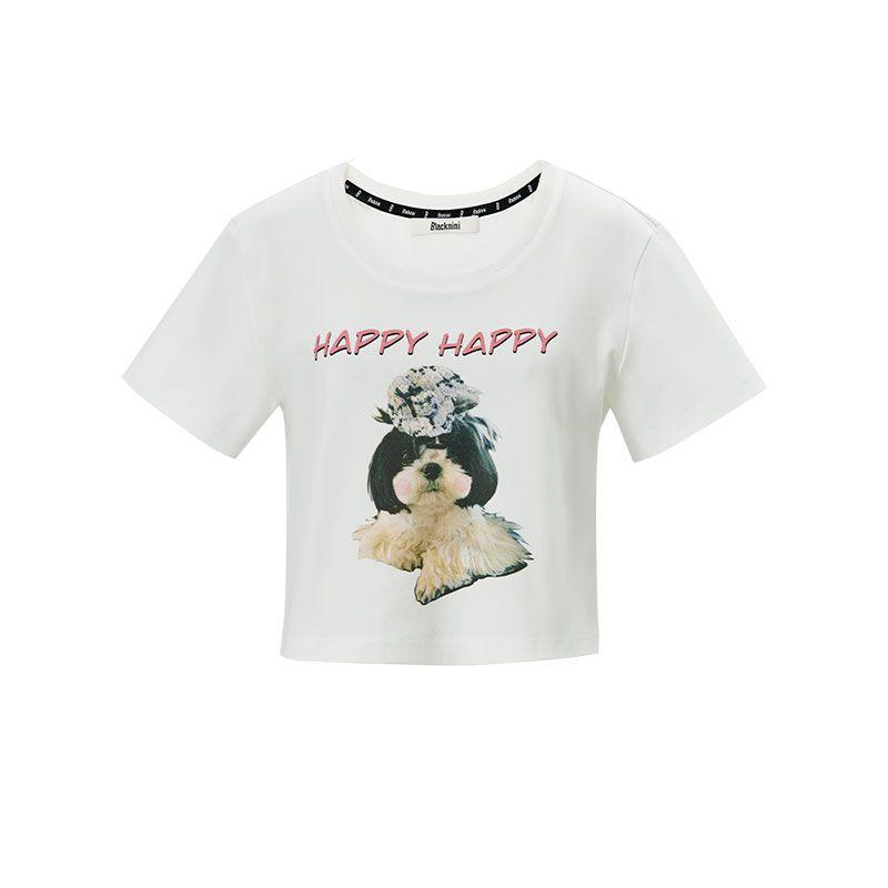 

BNN Yin Huafu Third Anniversary/Group Pet Happy T Happy Every Day Digital Print High Count Cotton Short sleeve T-shirt White L