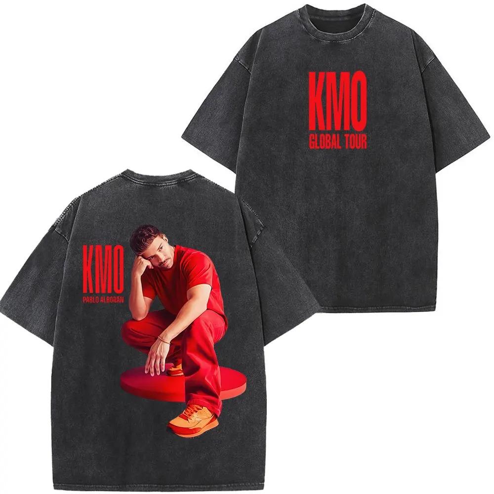Singer Pablo Alborán Global Tour Kmo 2026 Print Washed Vintage T Shirt Men Women Hip-hop T-shirts Short-sleeved Casual T Shirts